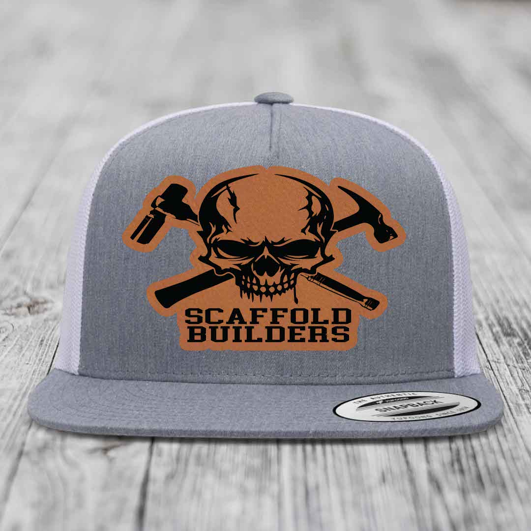 Scaffold Builders - Leather Patch Hat - Rawhide to Black Patch - Yupoong 6006 Snapback Flatbill Hat