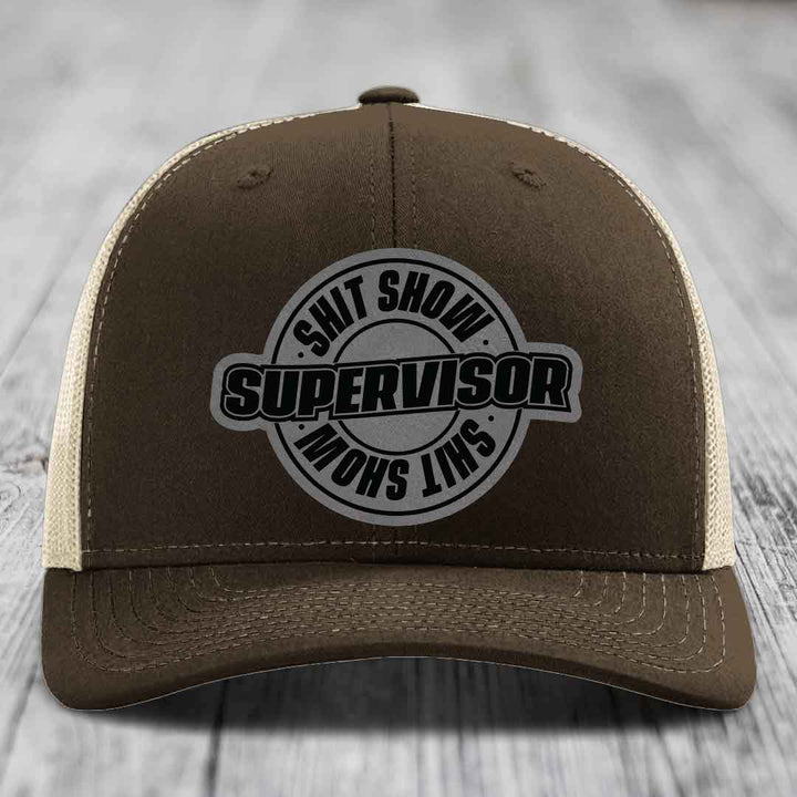 Brown trucker hat with black and grey &