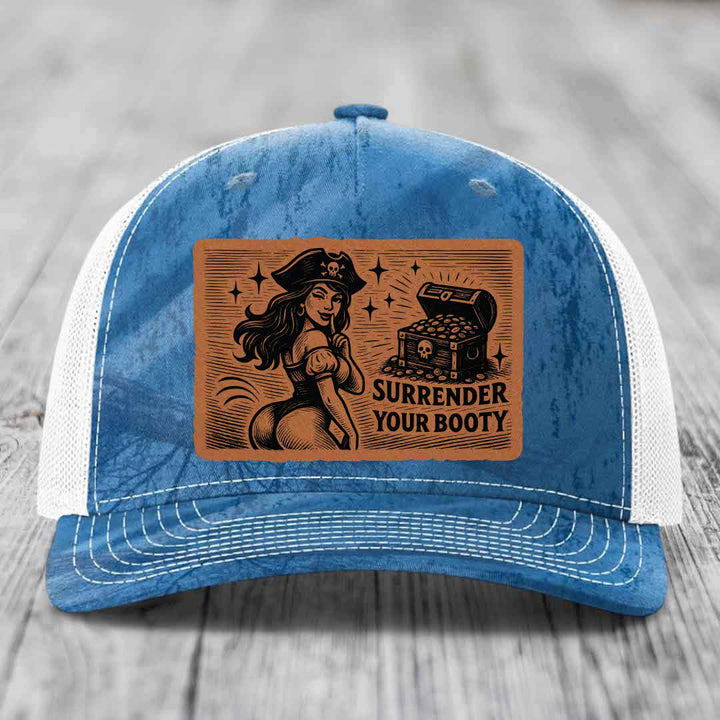 Surrender Your Booty - Leather Patch Hat - Rawhide to Black Patch - Richardson 112PFP Snapback Trucker Hat