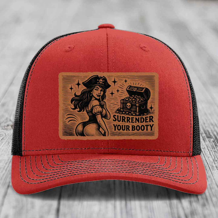 Surrender Your Booty - Leather Patch Hat - Rawhide to Black Patch - Richardson 112 Snapback Trucker Hat
