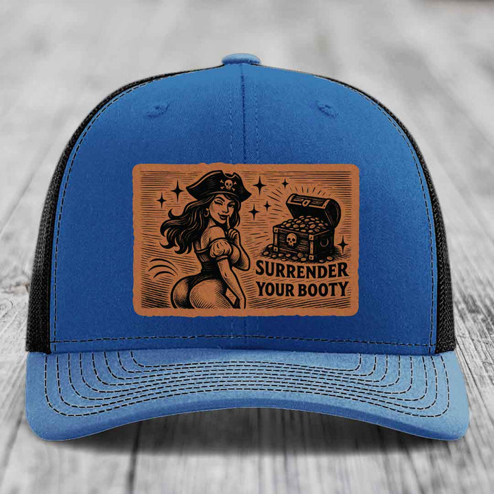 Surrender Your Booty - Leather Patch Hat - Rawhide to Black Patch - Richardson 112 Snapback Trucker Hat
