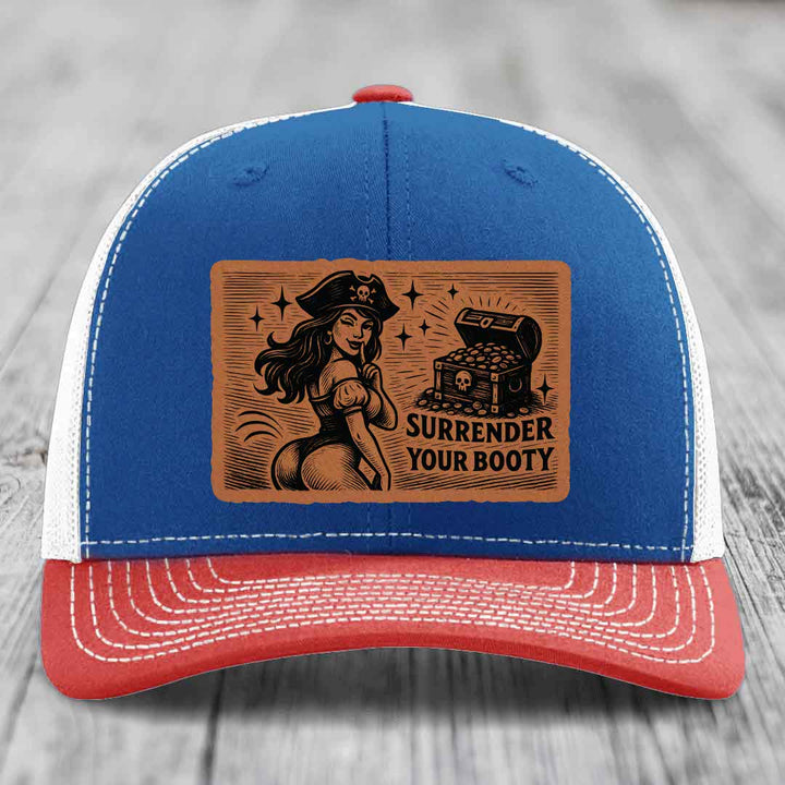 Surrender Your Booty - Leather Patch Hat - Rawhide to Black Patch - Richardson 112 Snapback Trucker Hat