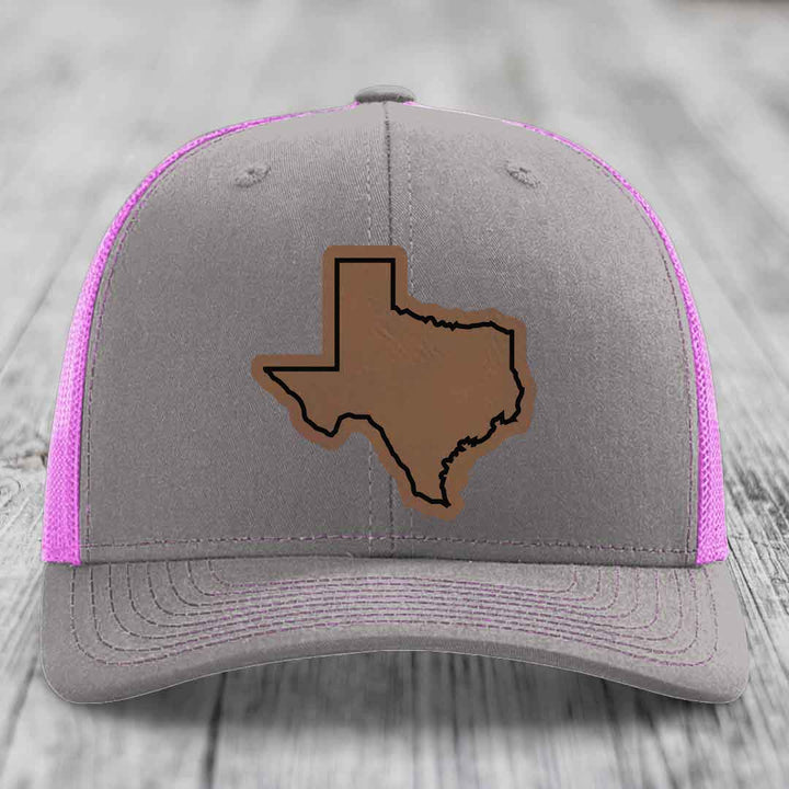 Texas Border - Leather Patch Hat - Dark Brown to Black Patch - Richardson 112 Snapback Trucker Hat