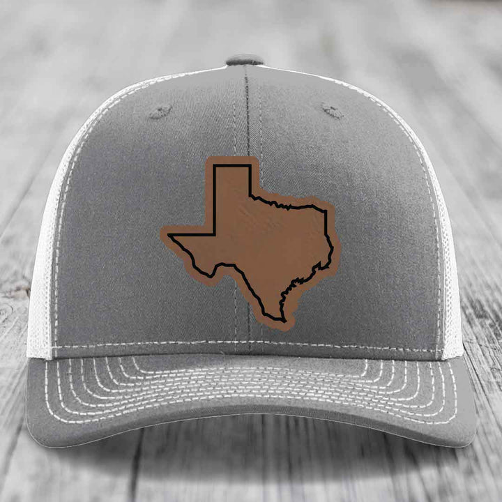 Texas Border - Leather Patch Hat - Dark Brown to Black Patch - Richardson 112 Snapback Trucker Hat
