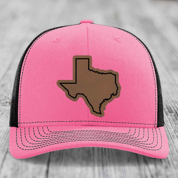 Texas Border - Leather Patch Hat - Dark Brown to Black Patch - Richardson 112 Snapback Trucker Hat