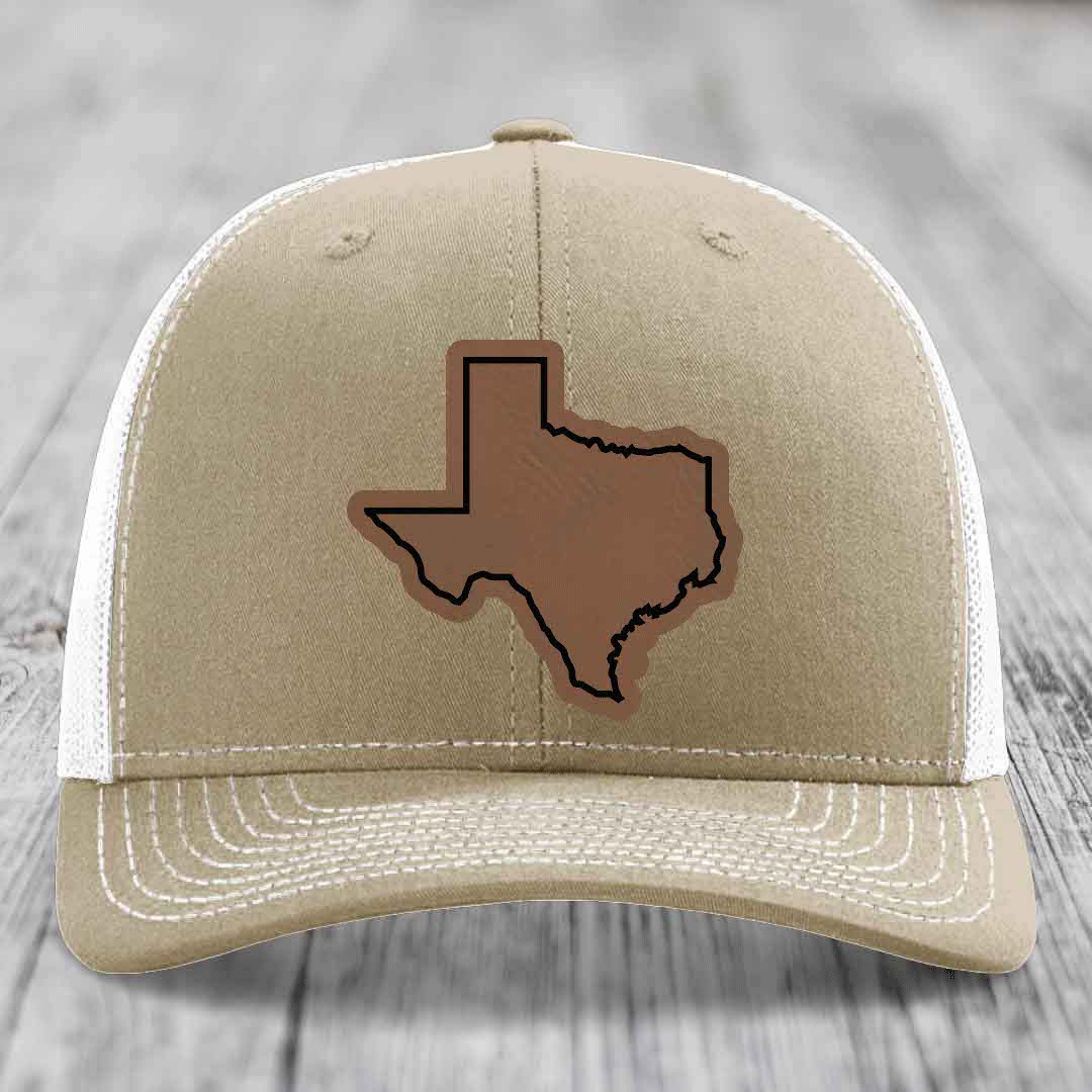 Texas Border - Leather Patch Hat - Dark Brown to Black Patch - Richardson 112 Snapback Trucker Hat