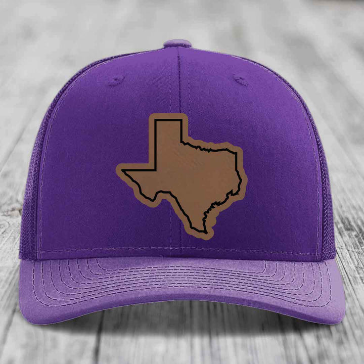 Texas Border - Leather Patch Hat - Dark Brown to Black Patch - Richardson 112 Snapback Trucker Hat