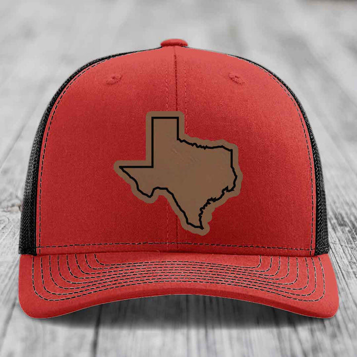 Texas Border - Leather Patch Hat - Dark Brown to Black Patch - Richardson 112 Snapback Trucker Hat