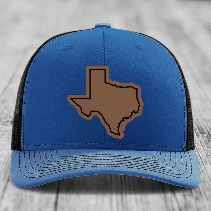 Texas Border - Leather Patch Hat - Dark Brown to Black Patch - Richardson 112 Snapback Trucker Hat