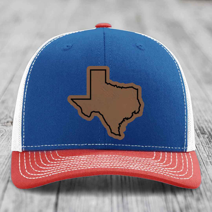 Texas Border - Leather Patch Hat - Dark Brown to Black Patch - Richardson 112 Snapback Trucker Hat
