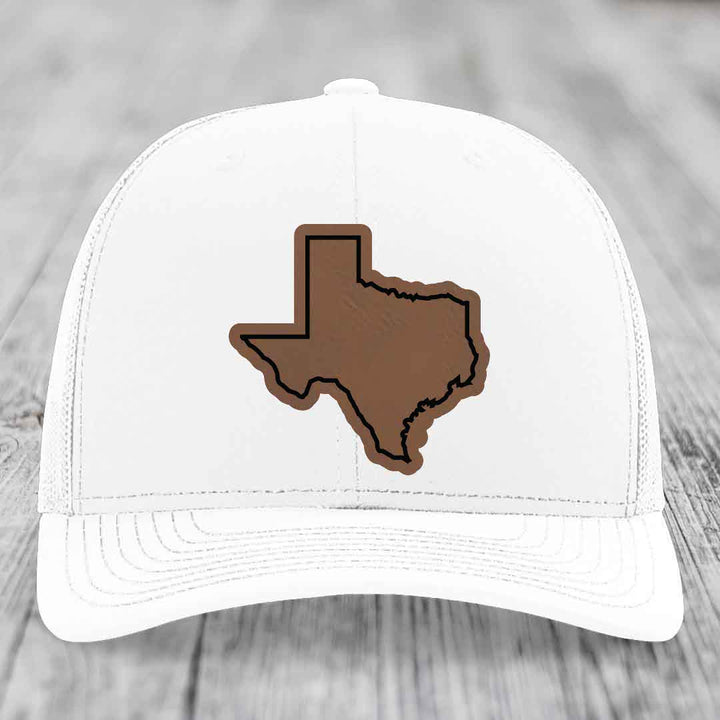 Texas Border - Leather Patch Hat - Dark Brown to Black Patch - Richardson 112 Snapback Trucker Hat