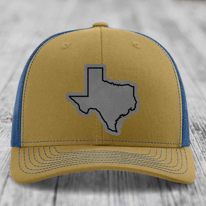 Texas Border - Leather Patch Hat - Grey to Black Patch - Richardson 112 Snapback Trucker Hat