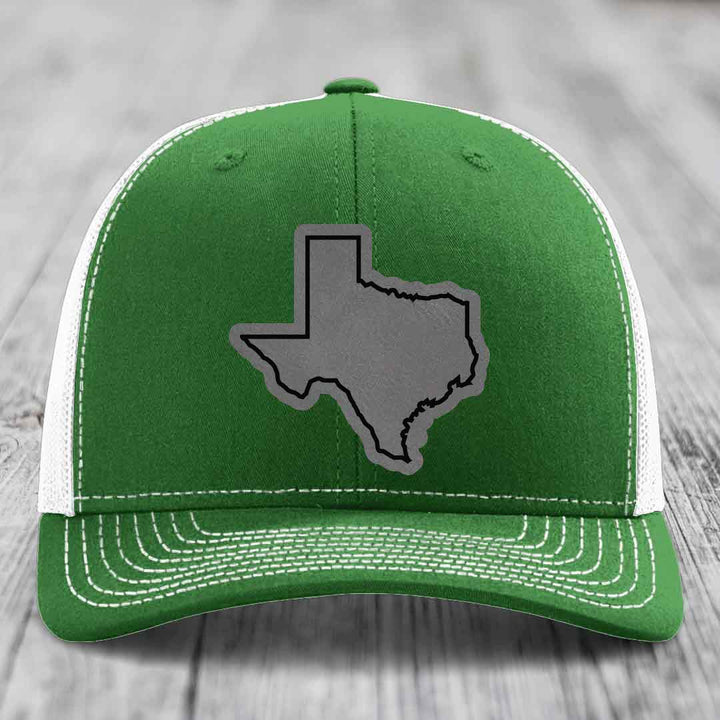 Texas Border - Leather Patch Hat - Grey to Black Patch - Richardson 112 Snapback Trucker Hat