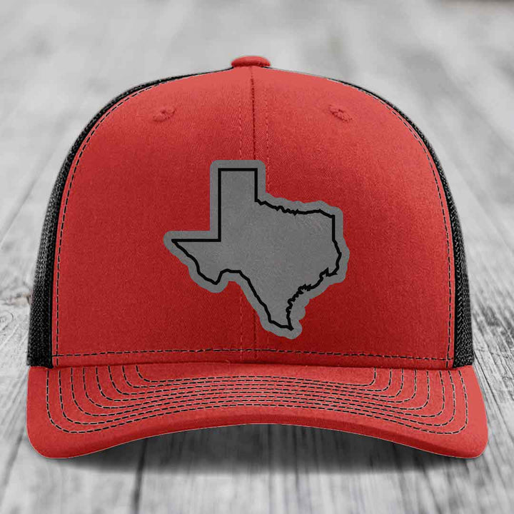 Texas Border - Leather Patch Hat - Grey to Black Patch - Richardson 112 Snapback Trucker Hat