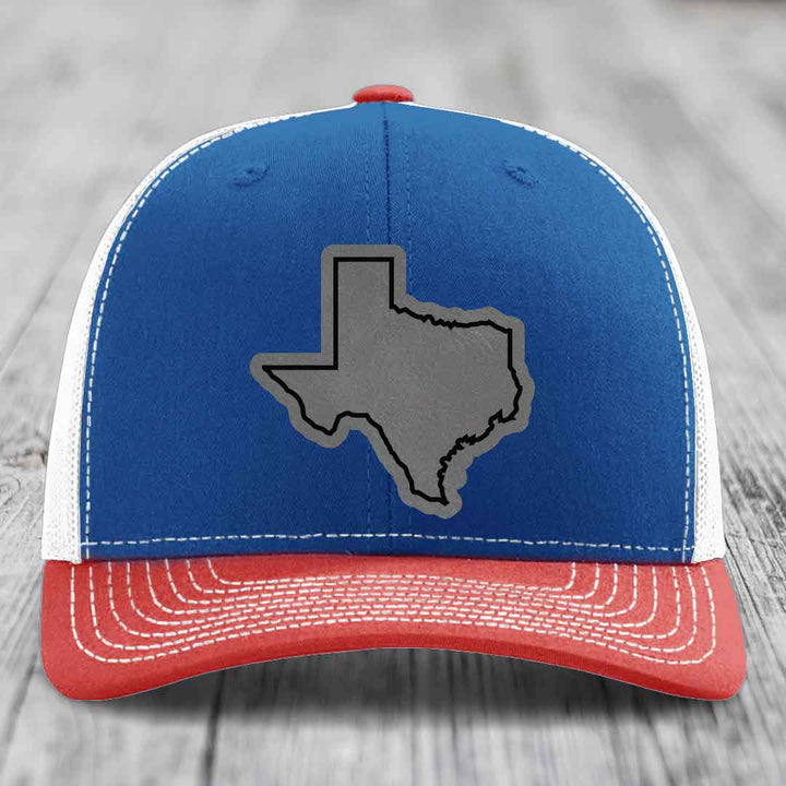 Texas Border - Leather Patch Hat - Grey to Black Patch - Richardson 112 Snapback Trucker Hat