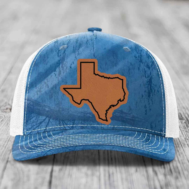 Texas Border - Leather Patch Hat - Rawhide to Black Patch - Richardson 112PFP Snapback Trucker Hat
