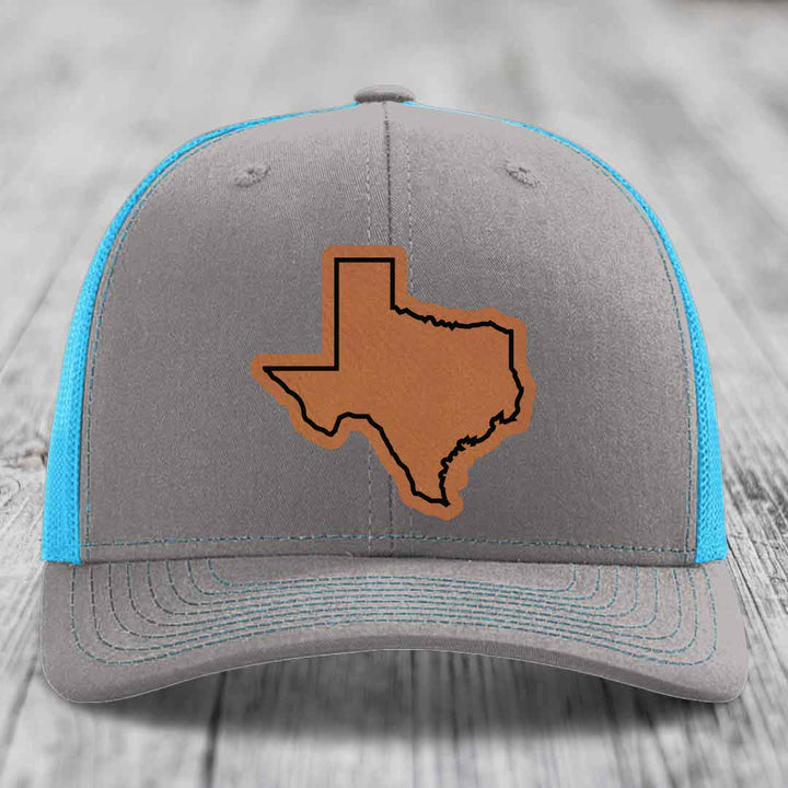 Texas Border - Leather Patch Hat - Rawhide to Black Patch - Richardson 112 Snapback Trucker Hat