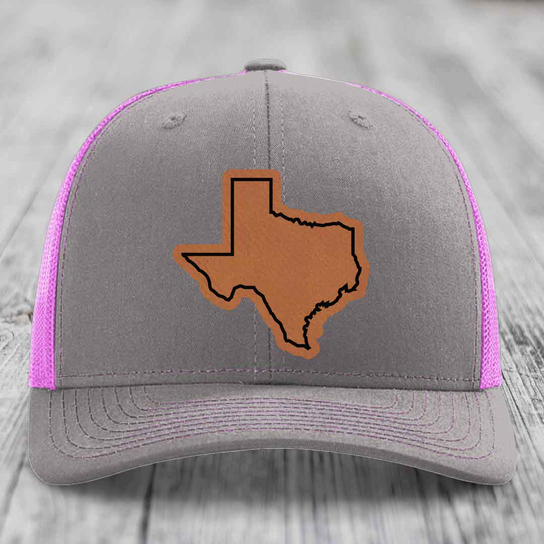 Texas Border - Leather Patch Hat - Rawhide to Black Patch - Richardson 112 Snapback Trucker Hat