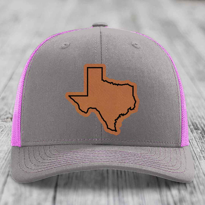 Texas Border - Leather Patch Hat - Rawhide to Black Patch - Richardson 112 Snapback Trucker Hat