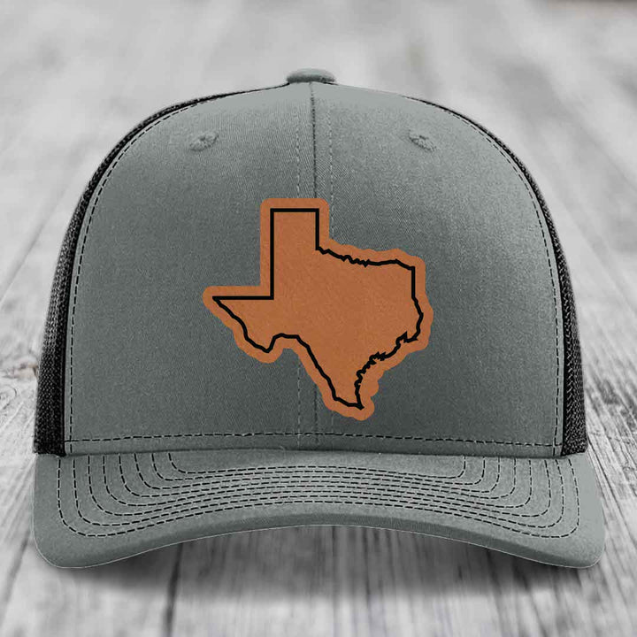 Texas Border - Leather Patch Hat - Rawhide to Black Patch - Richardson 112 Snapback Trucker Hat
