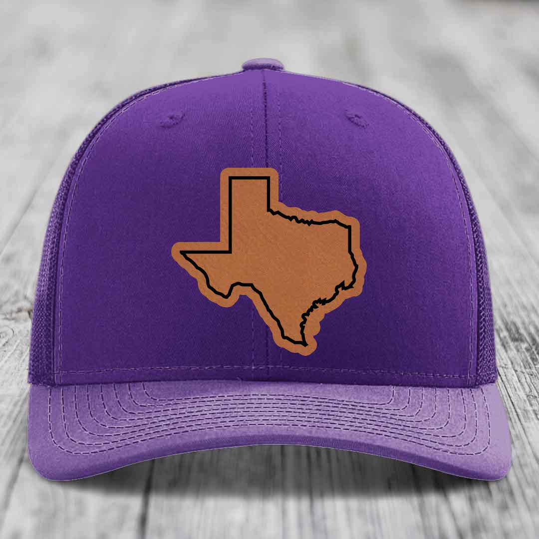 Texas Border - Leather Patch Hat - Rawhide to Black Patch - Richardson 112 Snapback Trucker Hat