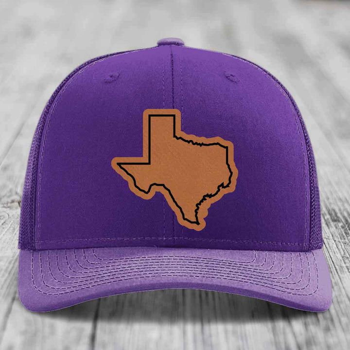 Texas Border - Leather Patch Hat - Rawhide to Black Patch - Richardson 112 Snapback Trucker Hat