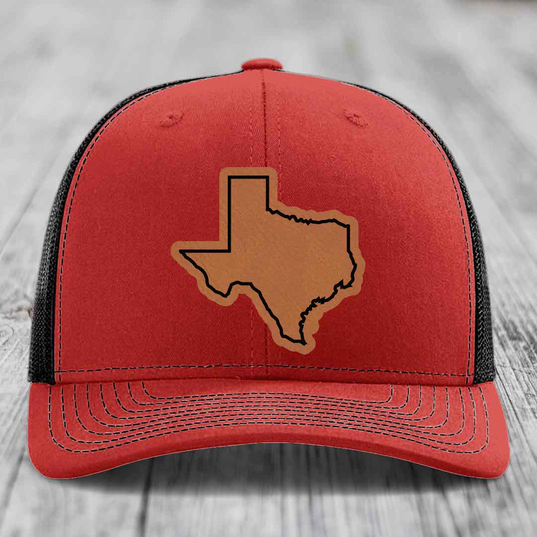 Texas Border - Leather Patch Hat - Rawhide to Black Patch - Richardson 112 Snapback Trucker Hat