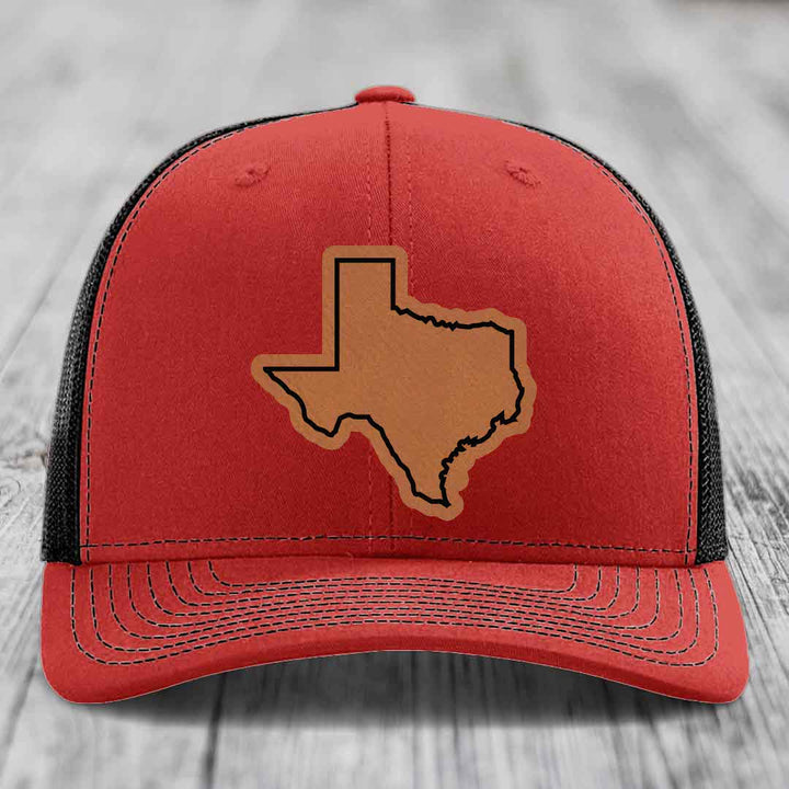 Texas Border - Leather Patch Hat - Rawhide to Black Patch - Richardson 112 Snapback Trucker Hat