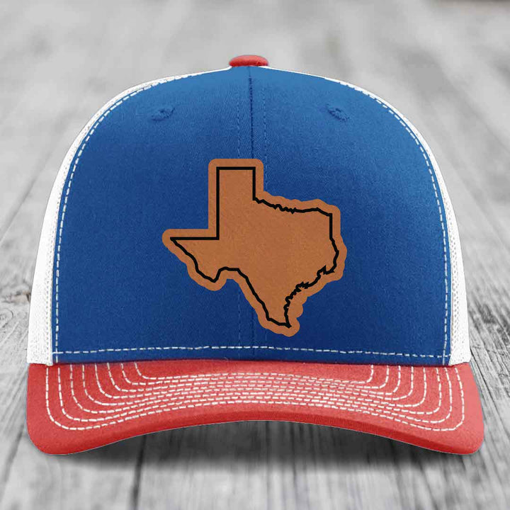 Texas Border - Leather Patch Hat - Rawhide to Black Patch - Richardson 112 Snapback Trucker Hat