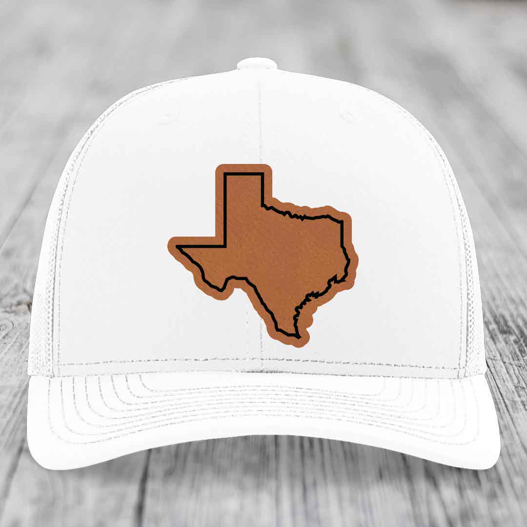Texas Border - Leather Patch Hat - Rawhide to Black Patch - Richardson 112 Snapback Trucker Hat