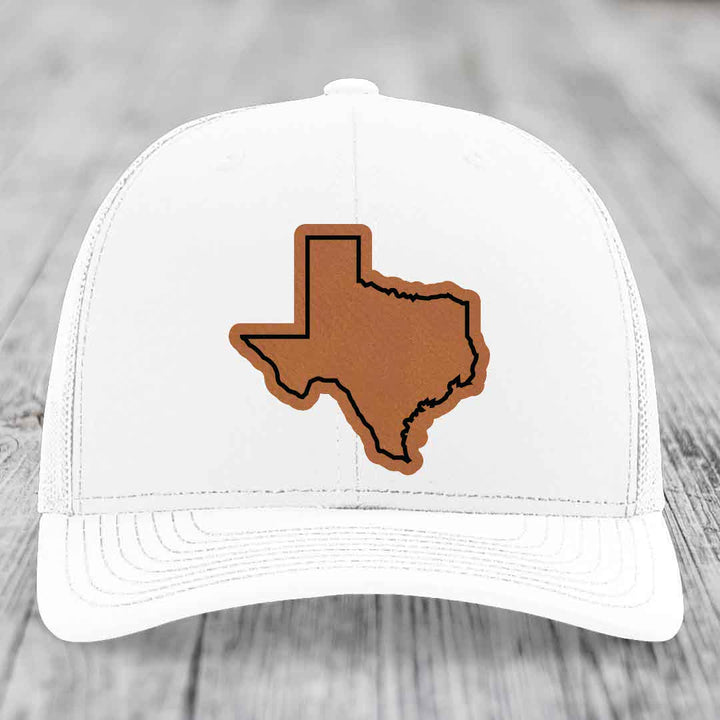 Texas Border - Leather Patch Hat - Rawhide to Black Patch - Richardson 112 Snapback Trucker Hat