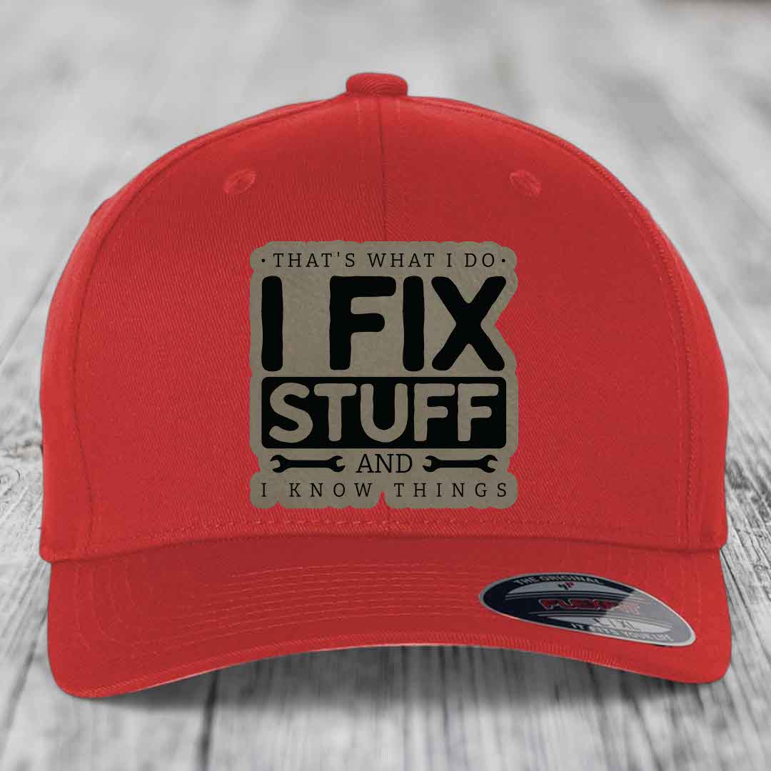 Red baseball cap with &