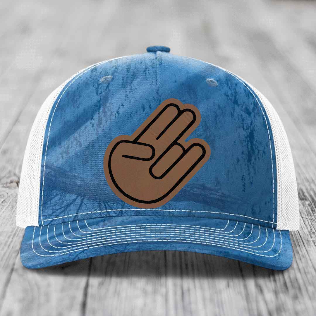 The Shocker - Leather Patch Hat - Dark Brown to Black Patch - Richardson 112PFP Snapback Trucker Hat
