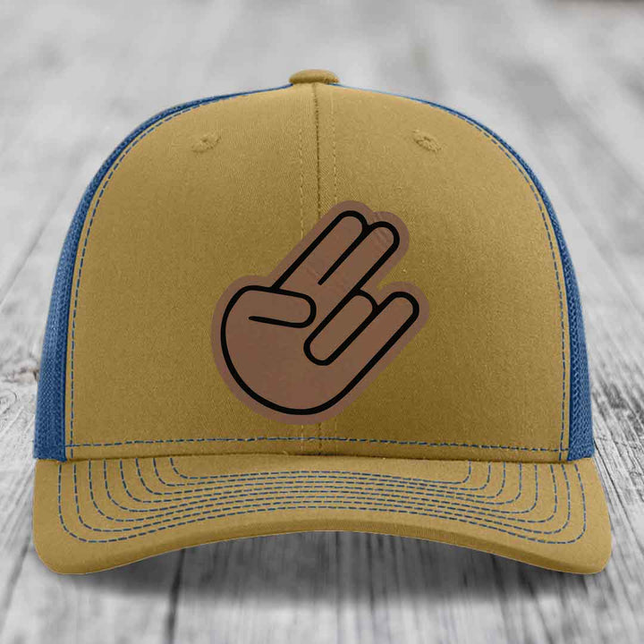 The Shocker - Leather Patch Hat - Dark Brown to Black Patch - Richardson 112 Snapback Trucker Hat