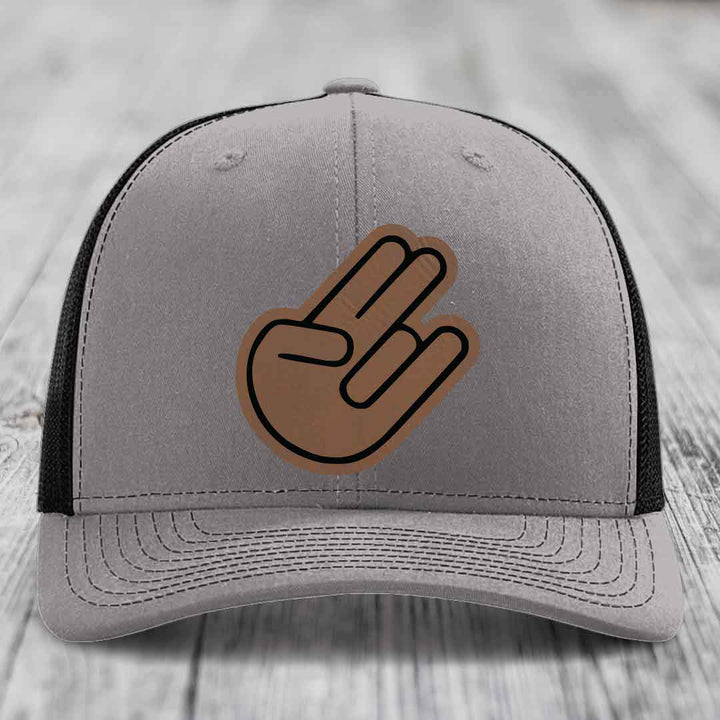 The Shocker - Leather Patch Hat - Dark Brown to Black Patch - Richardson 112 Snapback Trucker Hat