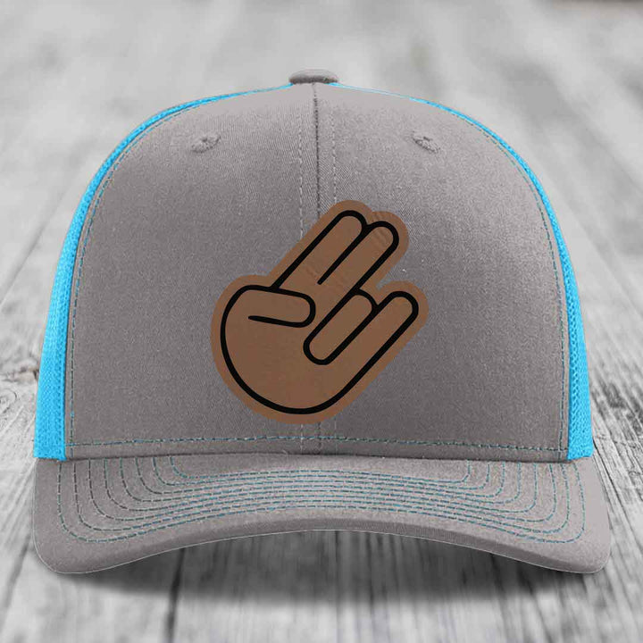 The Shocker - Leather Patch Hat - Dark Brown to Black Patch - Richardson 112 Snapback Trucker Hat