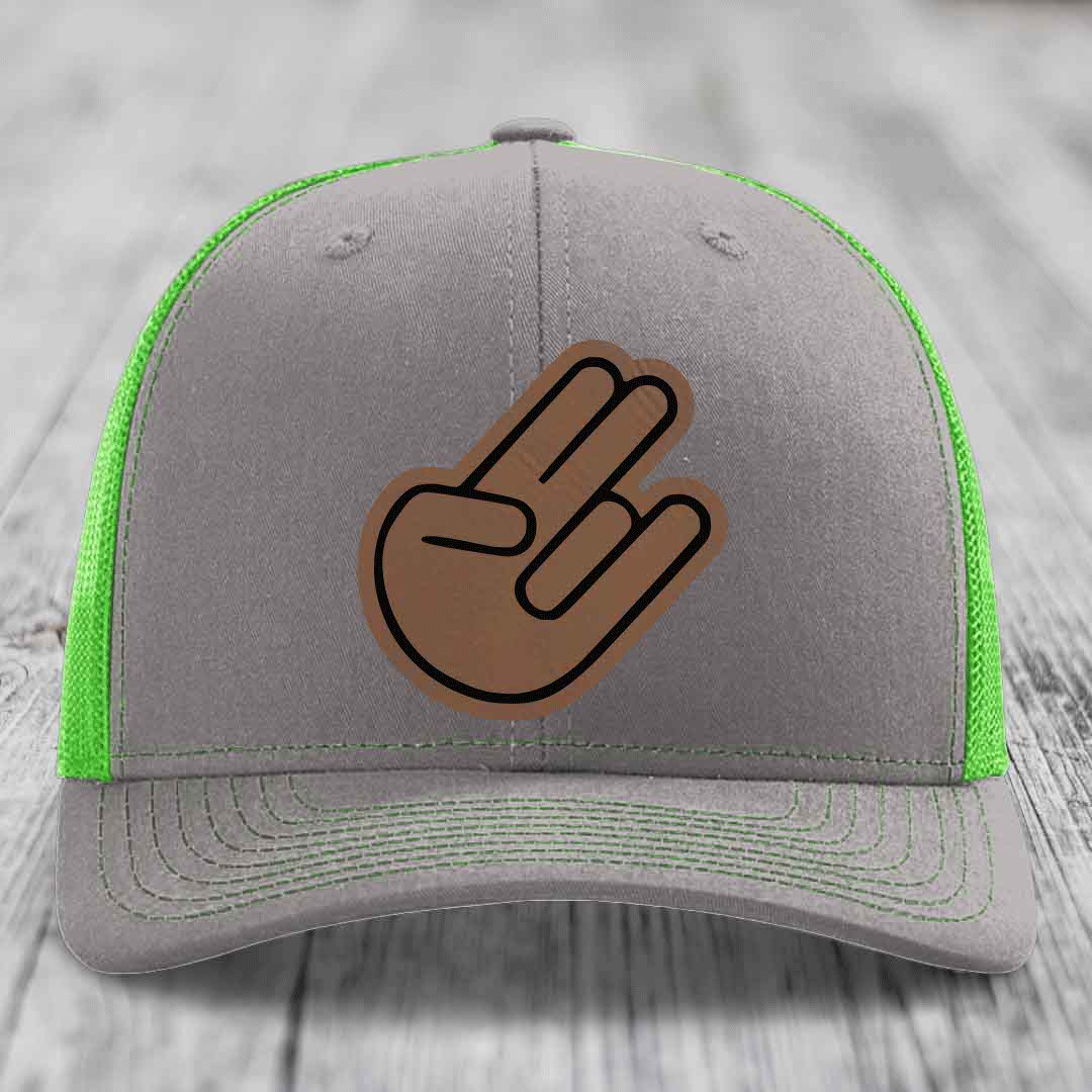 The Shocker - Leather Patch Hat - Dark Brown to Black Patch - Richardson 112 Snapback Trucker Hat