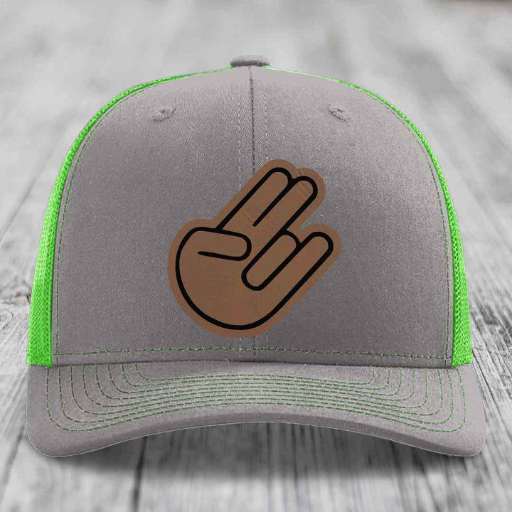 The Shocker - Leather Patch Hat - Dark Brown to Black Patch - Richardson 112 Snapback Trucker Hat