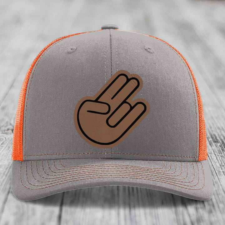 The Shocker - Leather Patch Hat - Dark Brown to Black Patch - Richardson 112 Snapback Trucker Hat