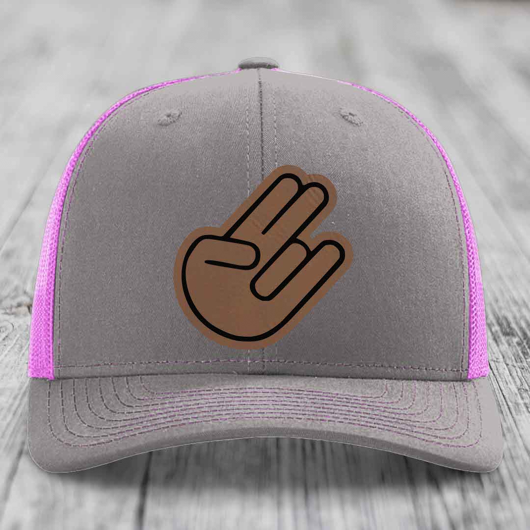 The Shocker - Leather Patch Hat - Dark Brown to Black Patch - Richardson 112 Snapback Trucker Hat