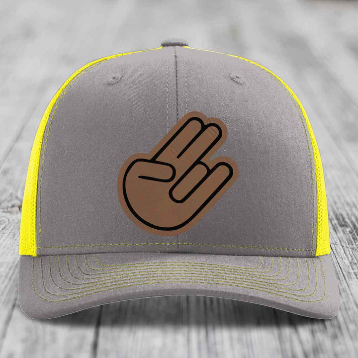 The Shocker - Leather Patch Hat - Dark Brown to Black Patch - Richardson 112 Snapback Trucker Hat