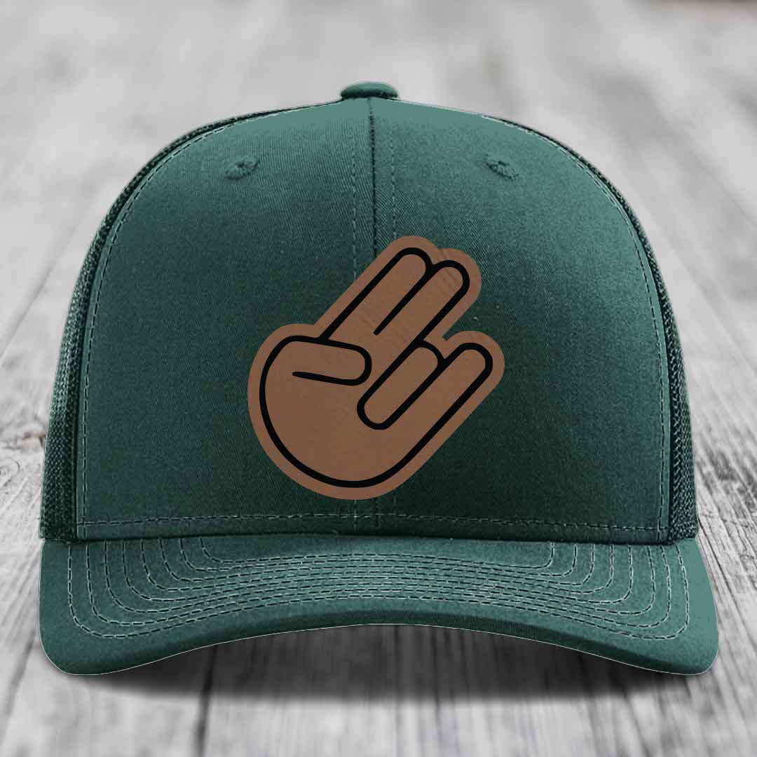 The Shocker - Leather Patch Hat - Dark Brown to Black Patch - Richardson 112 Snapback Trucker Hat