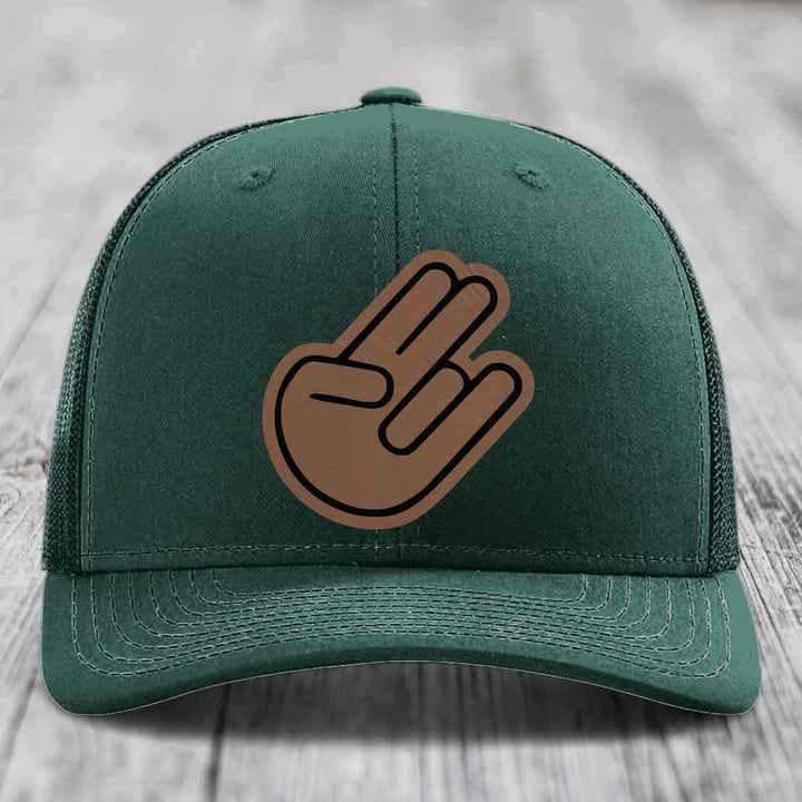 The Shocker - Leather Patch Hat - Dark Brown to Black Patch - Richardson 112 Snapback Trucker Hat