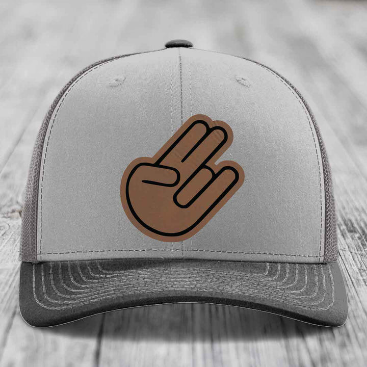 The Shocker - Leather Patch Hat - Dark Brown to Black Patch - Richardson 112 Snapback Trucker Hat