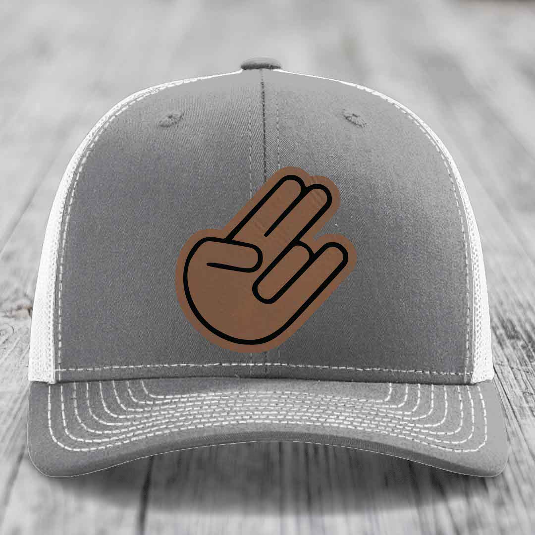 The Shocker - Leather Patch Hat - Dark Brown to Black Patch - Richardson 112 Snapback Trucker Hat