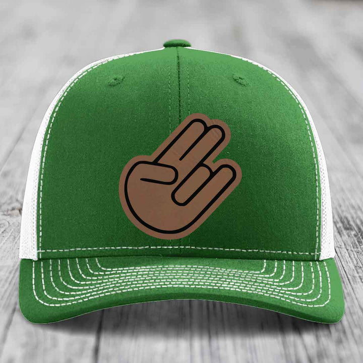 The Shocker - Leather Patch Hat - Dark Brown to Black Patch - Richardson 112 Snapback Trucker Hat