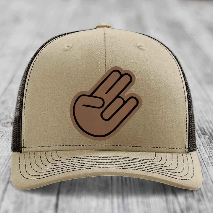 The Shocker - Leather Patch Hat - Dark Brown to Black Patch - Richardson 112 Snapback Trucker Hat
