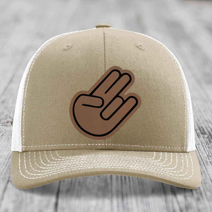 The Shocker - Leather Patch Hat - Dark Brown to Black Patch - Richardson 112 Snapback Trucker Hat