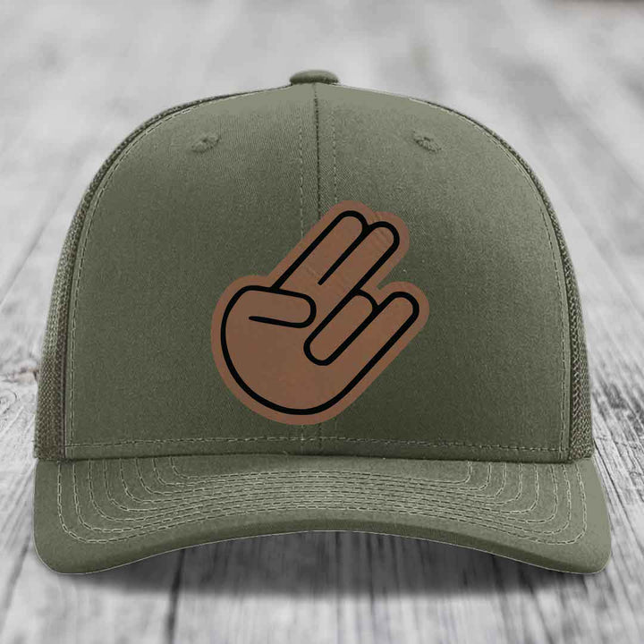 The Shocker - Leather Patch Hat - Dark Brown to Black Patch - Richardson 112 Snapback Trucker Hat