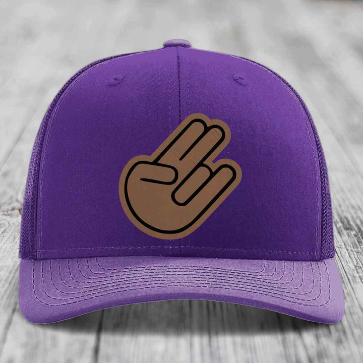 The Shocker - Leather Patch Hat - Dark Brown to Black Patch - Richardson 112 Snapback Trucker Hat